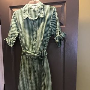 Calvin Klein green gingham midi dress